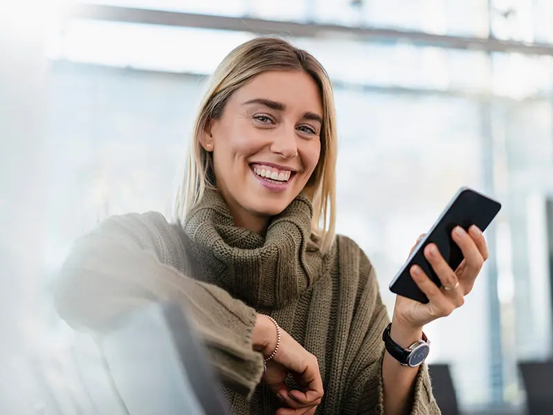 Woman accessing her online banking